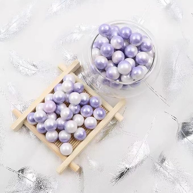 Rainbow Sprinkles White Purple Edible Pearl Christmas Cake sprinkles,Cookie sprinkles,Sugar Pearl, Edible Candy Pearls 7mm 130g 4.6OZ for Cake Cupcake Decorationg (Purple+White)