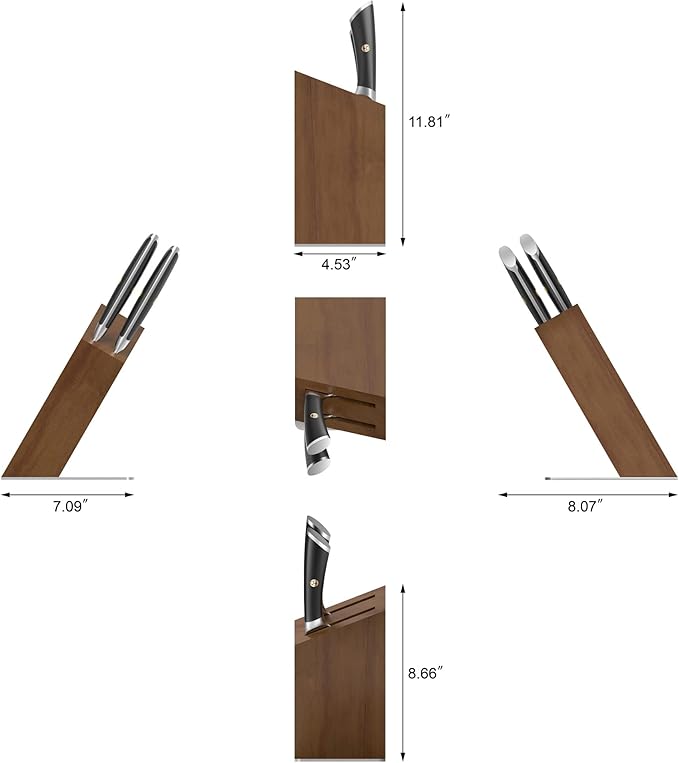 Cangshan ELBERT Series German Steel Forged Cleaver Knife Block Sets, Acacia (3-Piece, Black)