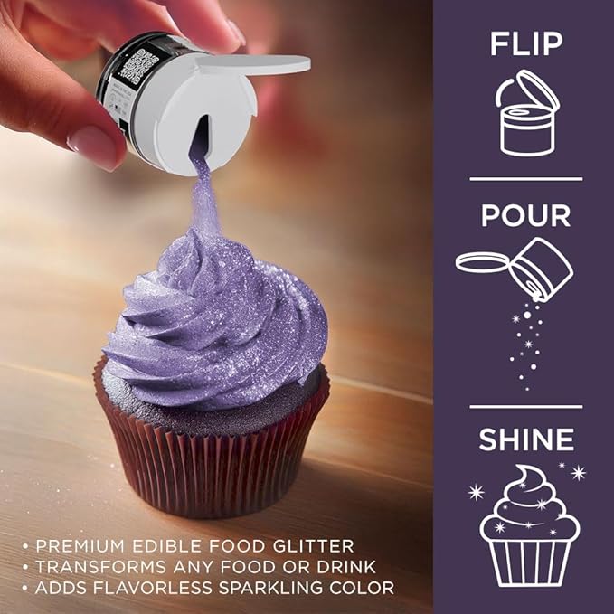 Bakell - Deep Purple Tinker Dust (5g, 1x Jar) Edible Glitter for Food, Desserts, and Beverages!