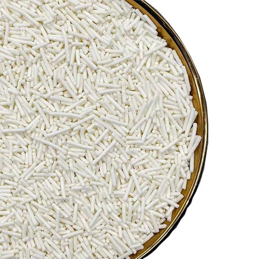 White Jimmies Sprinkles,Cake Dessert Sprinkles,Cookie Sprinkles,Sugar Pearl, Edible Candy Pearls Sprinkles Color Holiday Cake Sprinkles Gluten-Free Sprinkles for Baking Cupcake Cake Topper (white)