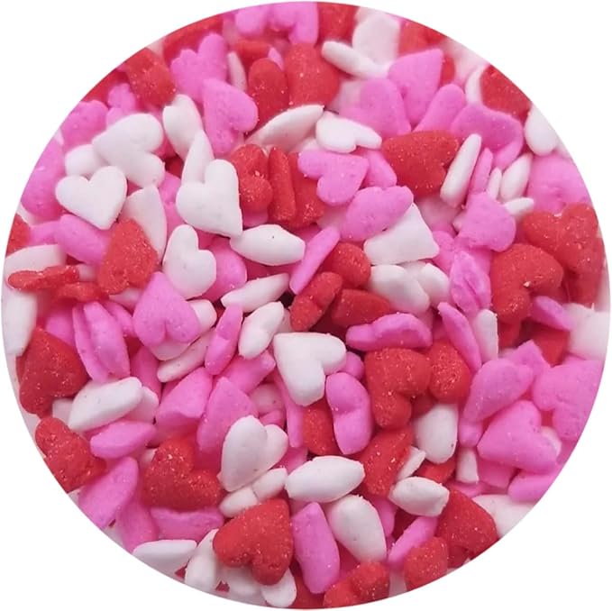 NCS Red, White and Pink Mini Heart Edible Sprinkles, 8 ounces