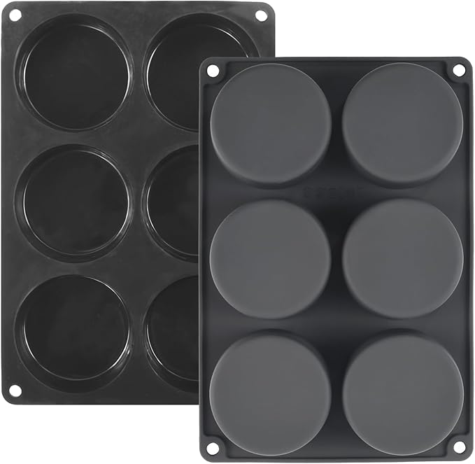 6 Cups Non-Stick Silicone Muffin Pan and Cupcake Maker, Large Size Cupcake Pan, Set of 2