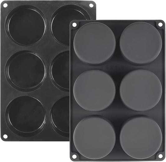 6 Cups Non-Stick Silicone Muffin Pan and Cupcake Maker, Large Size Cupcake Pan, Set of 2