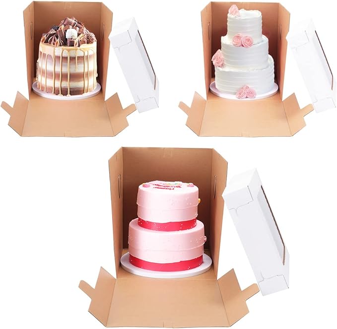 Tall Cake Boxes for Tier Cakes,10x10x12 Inch [10Pack ] Thick Sturdy Cake Box with Window,Layer Cake Carrier,Disposable Cake Containers