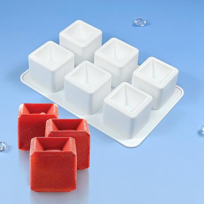 mostsom Silicone Mold Mousse Molds 3D Concave Square Shape Silicone Mould 3D Brownie Pudding Mousse Chocolate Dessert DIY Baking Cake Decoration Tool (F_ Concave Square)