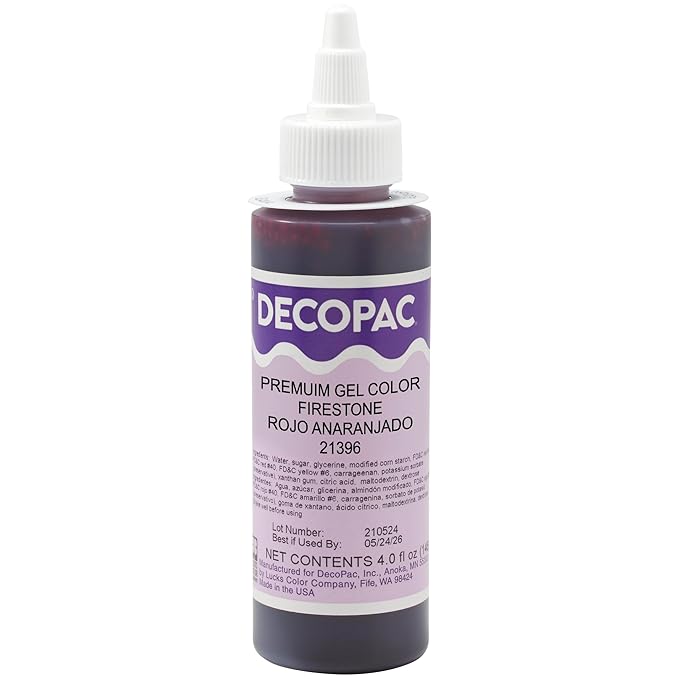 DecoPac Firestone Trend Premium Gel Color Cake Decorations, Red Food Coloring - Red Gel Color - 4 Fl Oz