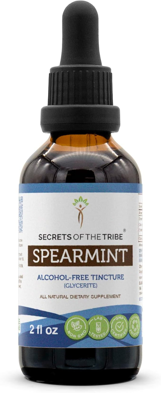 Spearmint Alcohol-Free Liquid Extract, Spearmint (Mentha spicata) Dried Leaf Tincture Supplement (2 FL OZ)