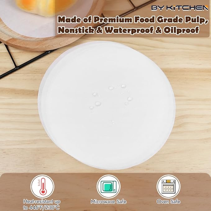 BYKITCHEN 7 Inch Parchment Paper Rounds, Set of 220, Burger Patty Paper/Hamburger Press Paper, Non Stick Pre-cut Round Parchment Paper for Cake Pan, Springform Pan, Smash Burger Press and More