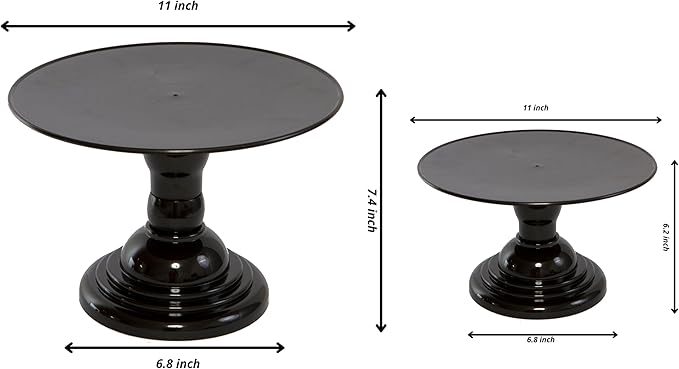Mirandinha Store - Tall Plastic Round Black Cake Stand for Wedding, Birthday Party, Graduation, Celebration - Cupcake Stand, Cake Holder, Candy Display, Dessert Tray 4 Heights Adjustable