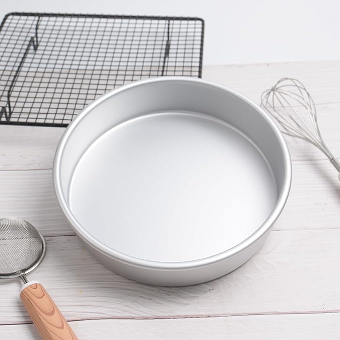 8 inch round cake pan,1pc, Aluminum cake tin baing pan for birthday cake party (8×2 round Cake Pan)