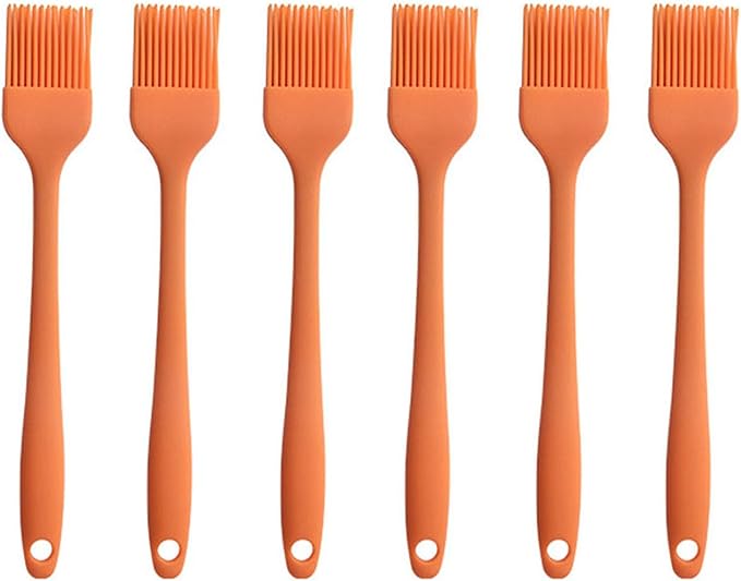 Silicone brush, Oil Brush for BBQ Kitchen Cooking Baking and Grilling (6 PCS,orange)