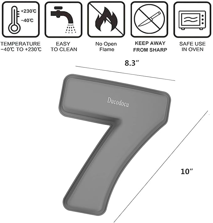 Ducodocu Silicone Number Cake Pan Large 3D Number Cake Mold Baking Forms Novel Cake Tins DIY Baking Mold for 17/71th Birthday Wedding Anniversary 10 inch Number of 1&7