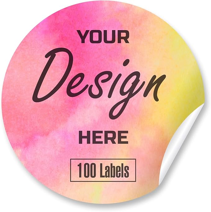 Custom Stickers Personalized Labels - Customized Stickers with Any Design Image Logo Text,Custom Thank You Label Stickers,Custom Stickers for Business Logo,100 Labels (Circle, 5.5"x5.5")
