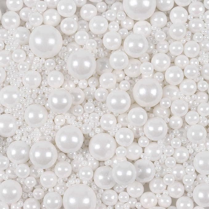 PhilaeEC White Peals Mix Size Sprinkles for Cake Decoration Edible Candy Baking Cookie Cupcake Toppers Wedding Party Valentines Halloween Christmas Supplies 5oz