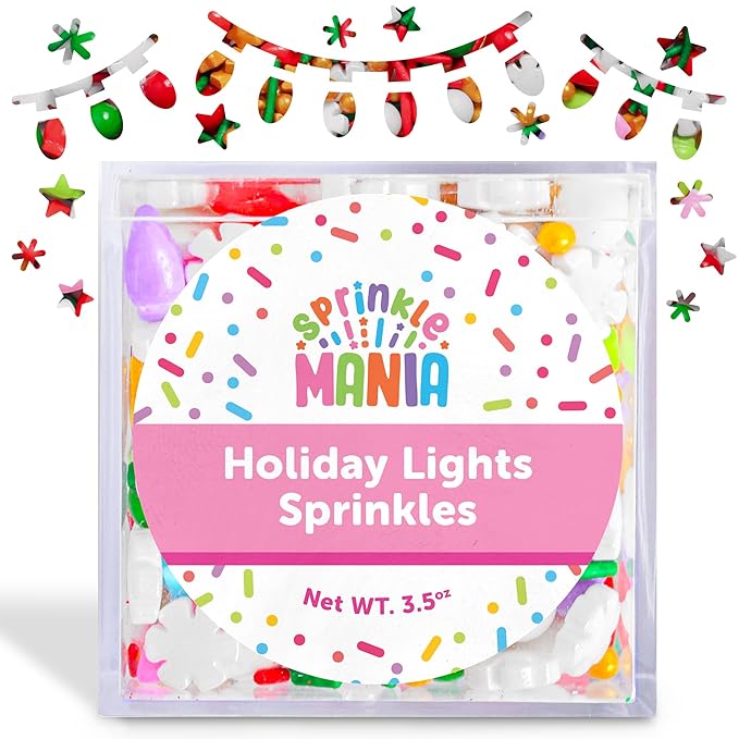 Holiday Lights Christmas Sprinkles for Cookies – Our Christmas Cake Decorations include Snowflake, Star & Ornament Sprinkles (Holiday Lights)