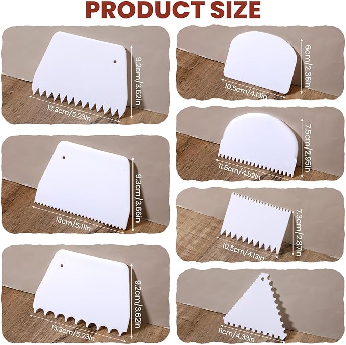 7 PCS Plastic Bowl Scrapers for Bread Dough, Flexible Cake Scraper Smoother, Plastic Bench Dough Bread Scraper, Flexible Cake Decorating Tools Bench Spatula for Baking Birthday DIY Kitchen