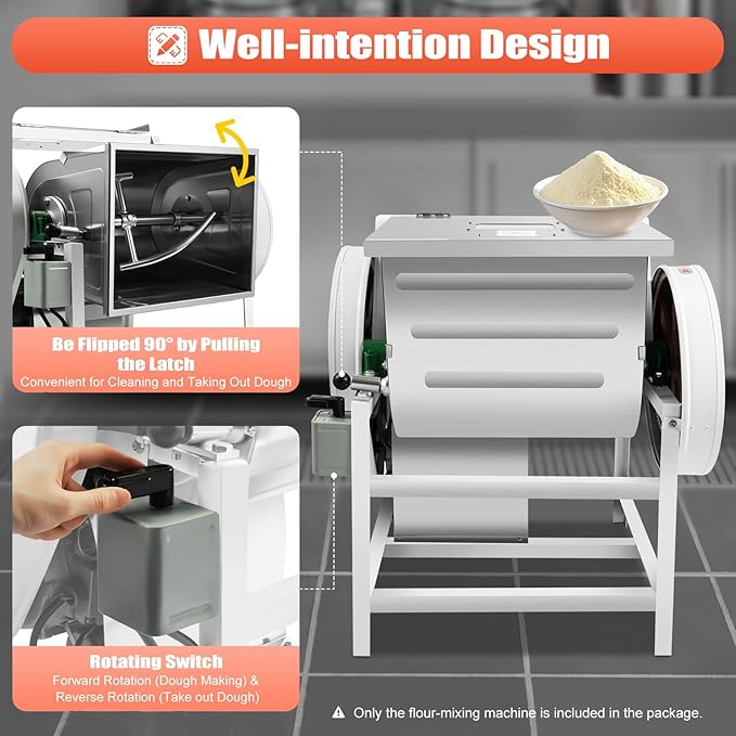 Commercial Food Mixer, 1500W Commercial Dough Mixer 30Qt Kitchen Electric Stand Mixer Maximum Capacity High Safety Detachable Design for Making Dough In Noodle Restaurants Hotels Breakfast Shops