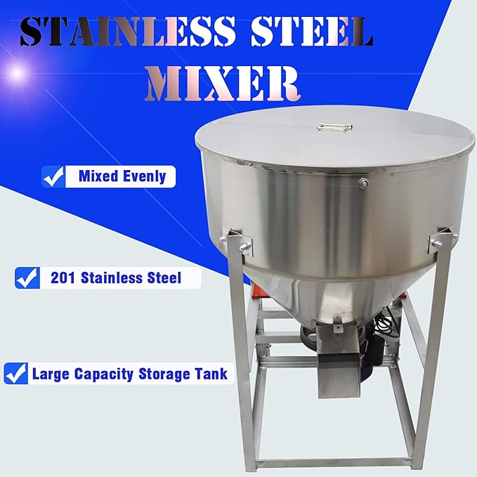 330Lbs SS Feed Mixer Granular Plastic Mixer Household Farm Equipment Mixing Machines 110V 3KW
