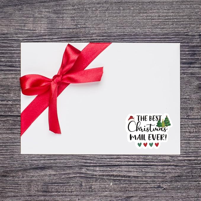 Wailozco 200 PCS The Best Christmas Mail Ever Stickers,Cute Small Business Envelopes Stickers for Business Packages/Handmade Goods/Bags,Christmas Theme Small Shop Business Stickers for Envelopes Seal