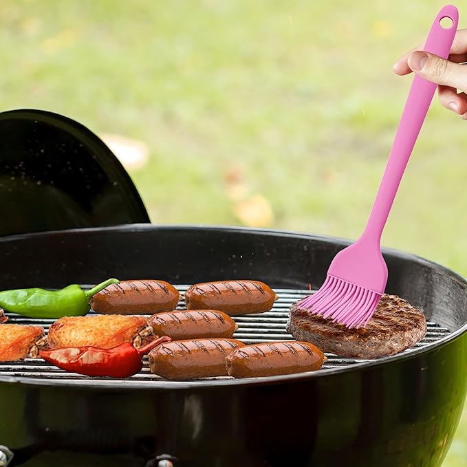 8 pieces basting brush for grilling,pastry brush,bbq basting brush,basting brush,rubber brush for cooking,basting brush for cooking,silicone bbq brush,barbecue sauce brush (pink)