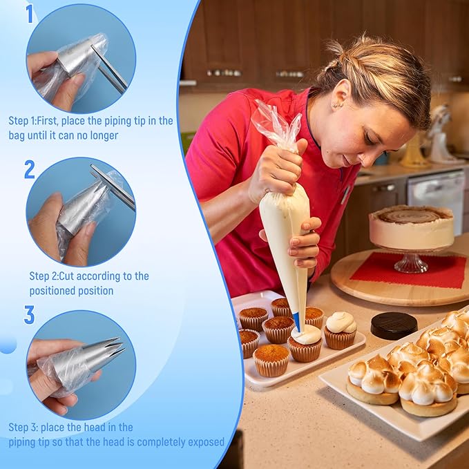 6PCS Large Piping Tips Set, Silver Stainless Steel Cake Decorating Tips, Frosting Icing Nozzles for Cupcakes, Cookies & Wedding Cake (112, 6B, 1A, 853, 895, 1M)