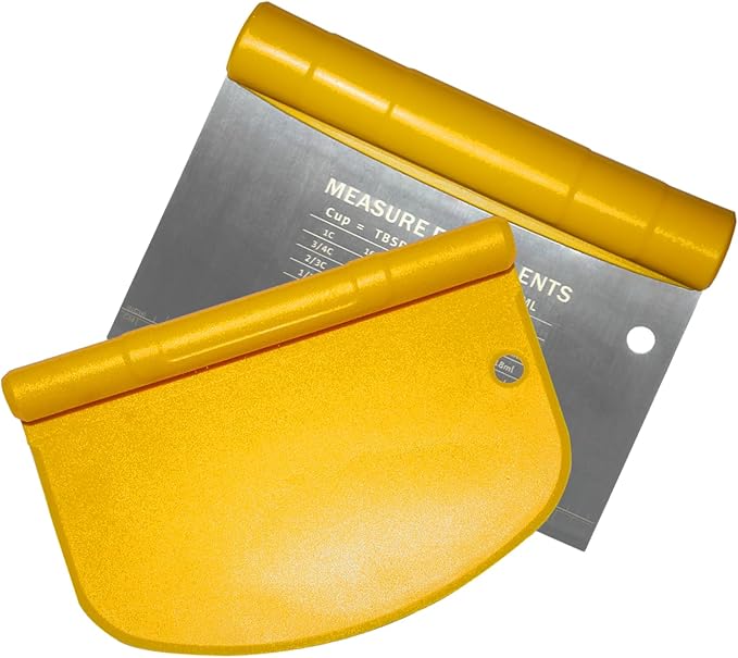 6-inch Premium Pizza Cutter Food Stainless Steel Mirror Polished with Measuring, dough scraper for frozen pizza, vegetables, includes dough cutter, hangable, Dishwasher Safe(Yellow)
