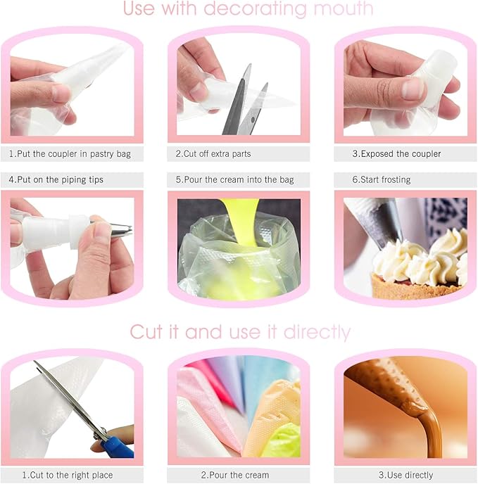 VolksRose 100Pcs Disposable Piping Bags, 18 inch Anti Burst and Non-Slip Pastry Bags, Thicken Cake Decorating Bags Icing Piping Bags for Cake Cupcakes Cookies Frosting, White