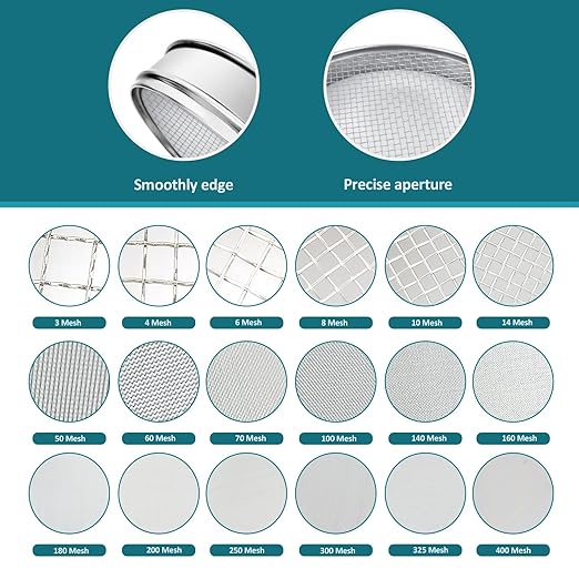 304 Stainless Steel Lab Sieve Screen Mesh, 8 Mesh (2.5mm) Aperture Test Sieve, 12Inch(30cm) Diameter Economy Standard Analysis Sample Test Sieves for Industrial Laboratory Homes