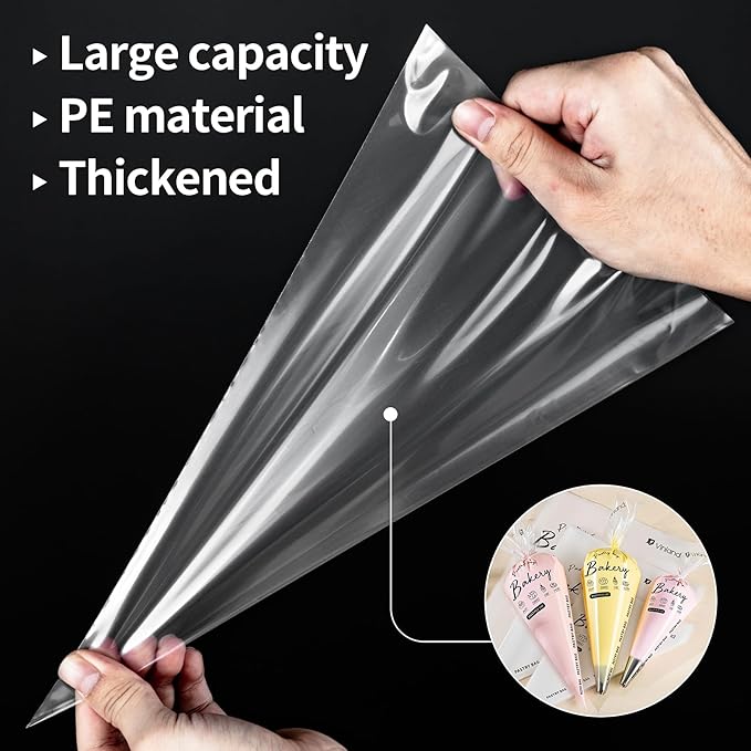 100 Pcs Disposable Piping bags, Anti Burst Pastry Bag - Thickened Pastry Bags, Tipless Piping bags For Royal Icing, Ideal for Cakes And Cookies Decoration (15 Inch)