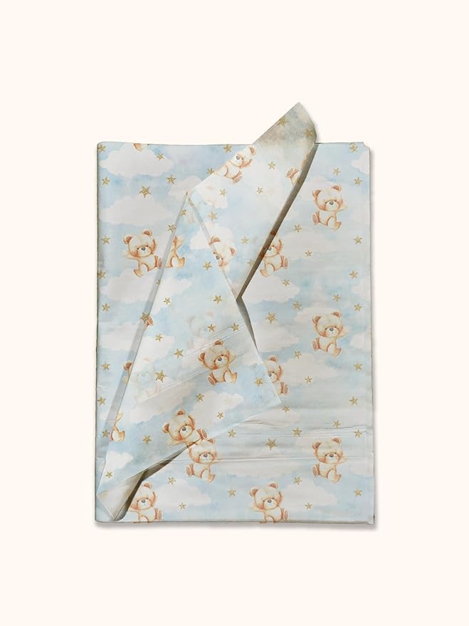 Teddy Bears Printed Tissue Paper for Gift Bags or Boxes and Wrapping - Baby Shower Bulk Decorative Art Tissue Paper for Packaging and Gifting | 24 Sheets 20" x 30"