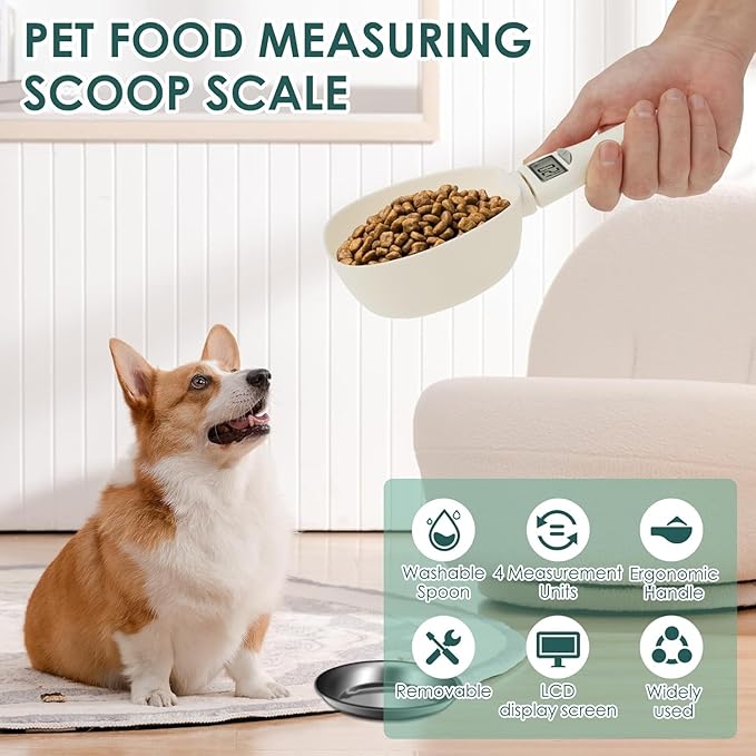 Digital Measuring Spoon, Weighing Food Measuring Scoop Scale, LCD Electronic Food Scale for Kitchen Gadgets, Baking Cooking Coffee, Pet Dog Cat Food, High Precision Grams Measuring Cup Fall Gifts