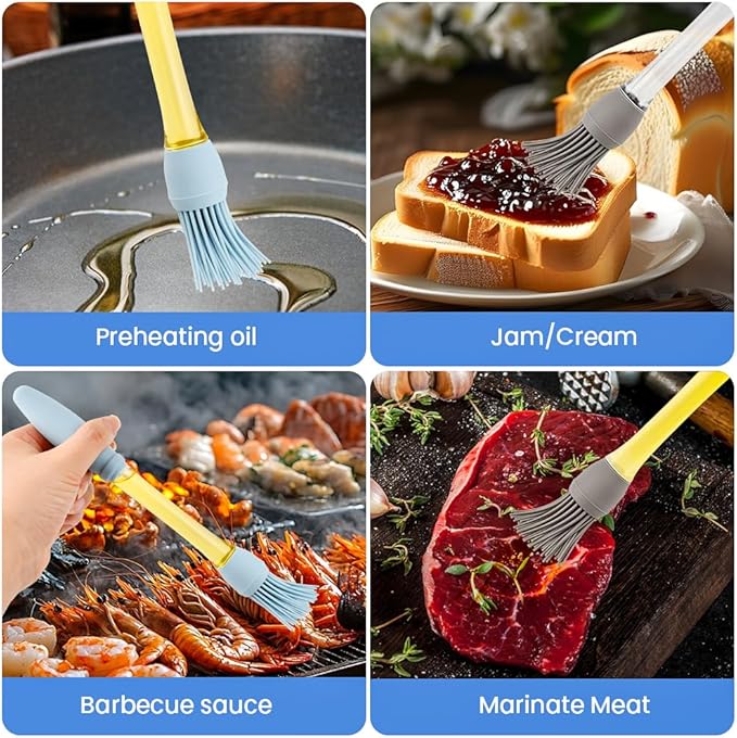Basting Brush for Cooking, Heat Resistant Spread Oil Butter Sauce, Silicone Heat Resistant Pastry Brushes, Food Brush for Cooking, BBQ, Barbecue, Baking Tool Kitchen Gadget(COLOR:Blue)