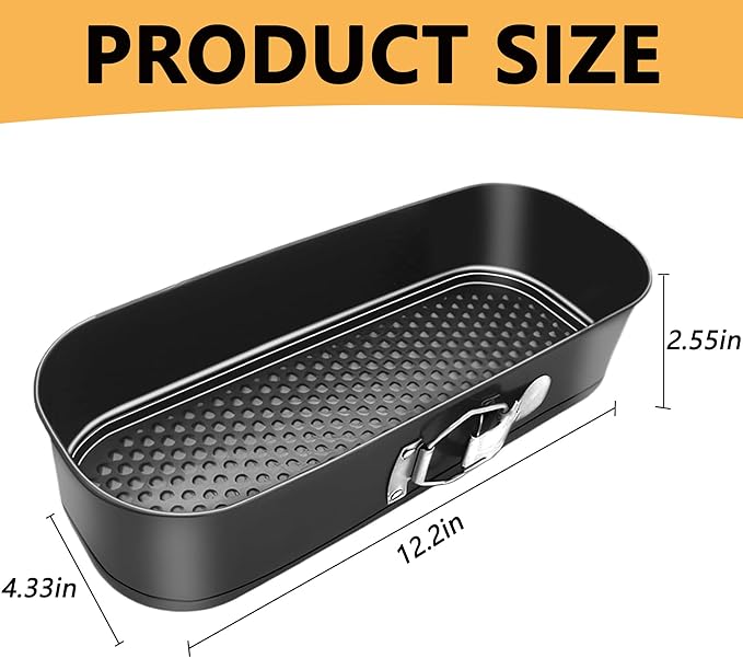 Rectangular Springform Cake Baking Pans: Non-Stick Springform Pans with Removable Bottom, Quick Release Latch Bakeware Springform Cake Pan, Bread Loaf Pan 12.2" x 4.33" x 2.7"