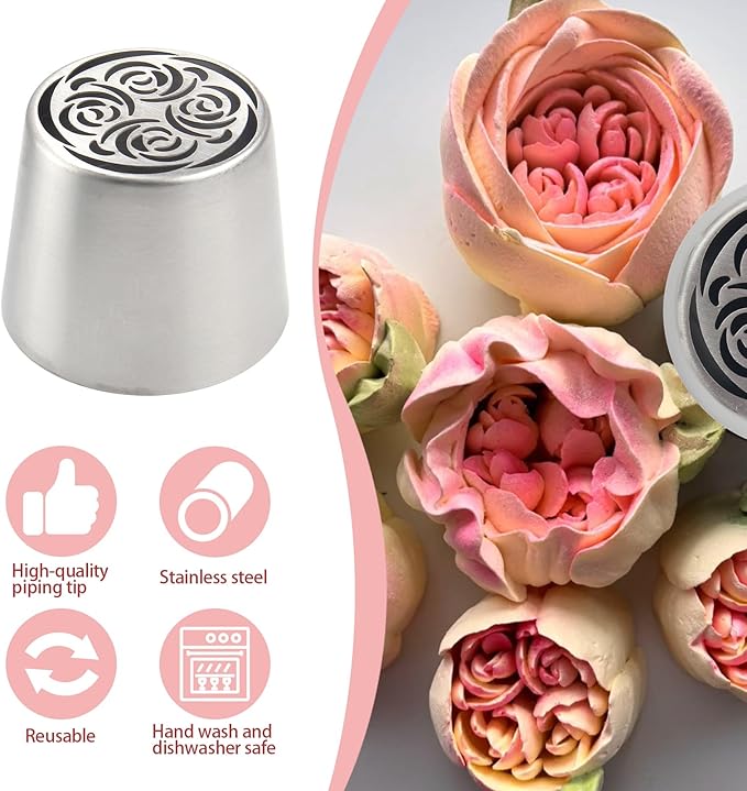 Extra Large Russian Piping Tips for Marshmallows Stainless Steel Flower Frosting Nozzles many styles Cake Decorating Baking tool for Buttercream, Cupcakes Cookies(SL68)