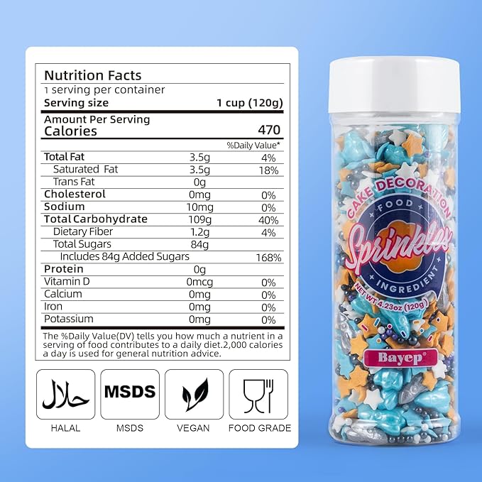 Space Theme Sprinkles Edible Blue Sliver Rocket Stars Sprinkles Galaxy Spacecraft Pearls Sugar Candy for Cookie Decorations Baking Cake Cupcake Topper Decoration 4.2 Ounce