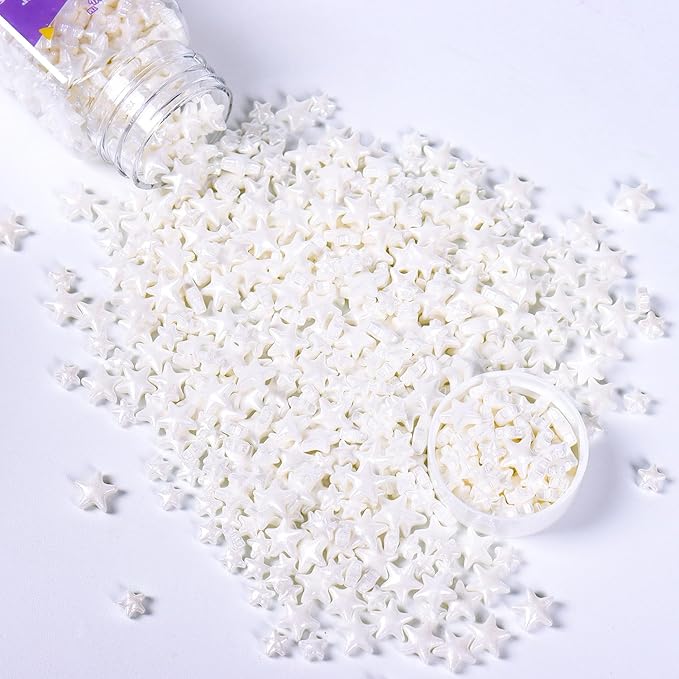White Sprinkles for Cake Decorating, White Star Sprinkles Perfect for Cupcake Toppers Wedding Party Valentines Halloween Christmas Supplies