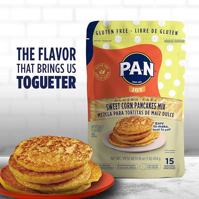 P.A.N Sweet Corn Pancakes Mix – Gluten Free Easy to Prepare 1 lb (Pack of 6)