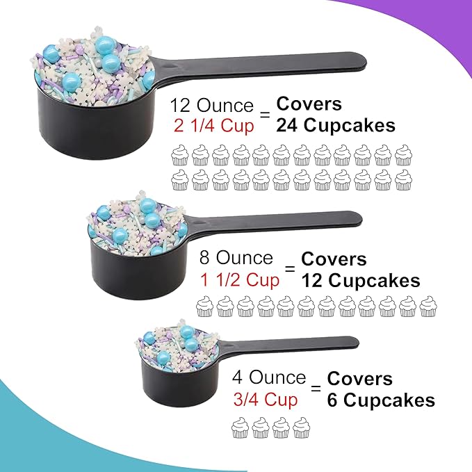 Let it Sprinkle - 8 Oz Resealable Bag - Winter and Christmas Themed Sprinkle Mix - Features Teal, Purple, and White Jimmies, Teal Pearls, and White Snowflake Quins - Cake and Ice Cream Sprinkles