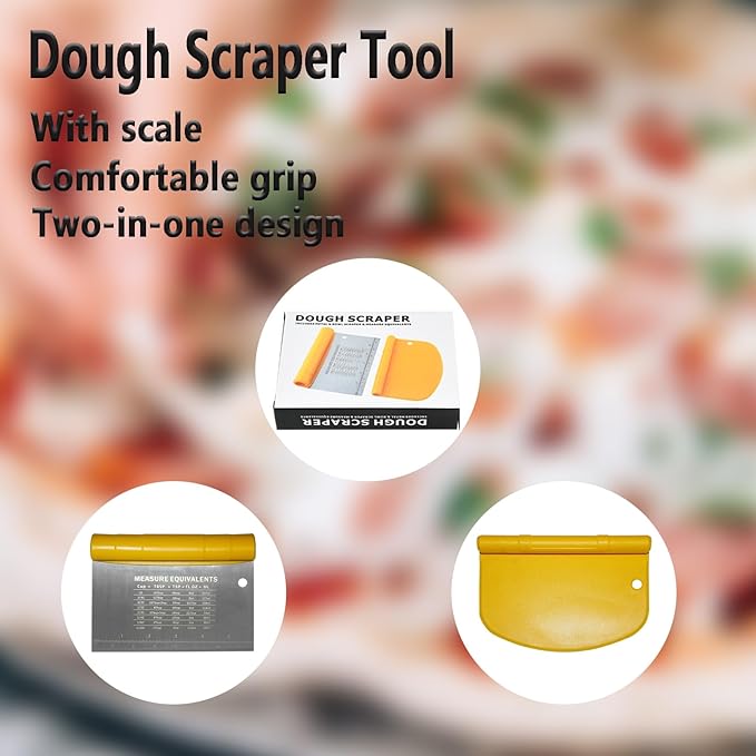 6-inch Premium Pizza Cutter Food Stainless Steel Mirror Polished with Measuring, dough scraper for frozen pizza, vegetables, includes dough cutter, hangable, Dishwasher Safe(Yellow)