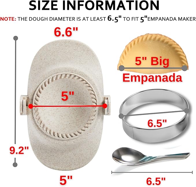 Empanada Maker Press, 5 Inch Extra Large Dumpling Maker Set with Dough Cutter, Dumpling Mold Set for Pierogi, Pastelitos, Calzone, Turnovers, Chinese Dumpling 5"