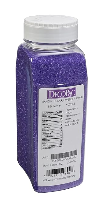 DecoPac Sanding Sugar | Lavender Purple Edible Sugar Sprinkles | 33oz | Edible Sanding Sugar in Handheld Container | Made In USA | Sugar Sprinkle Mix For Cakes, Cupcakes, Cookies, Extra Large Pack | 33 Ounce - Lavender Purple
