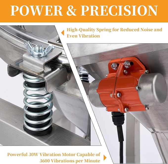 110V Electric Powder Sifter Machine, 19.6" Automatic Vibrating Flour Sieve Shaker with 40 Mesh & 100 Mesh Stainless Steel Screens, High-Speed Sifting Machine for Baking, Food