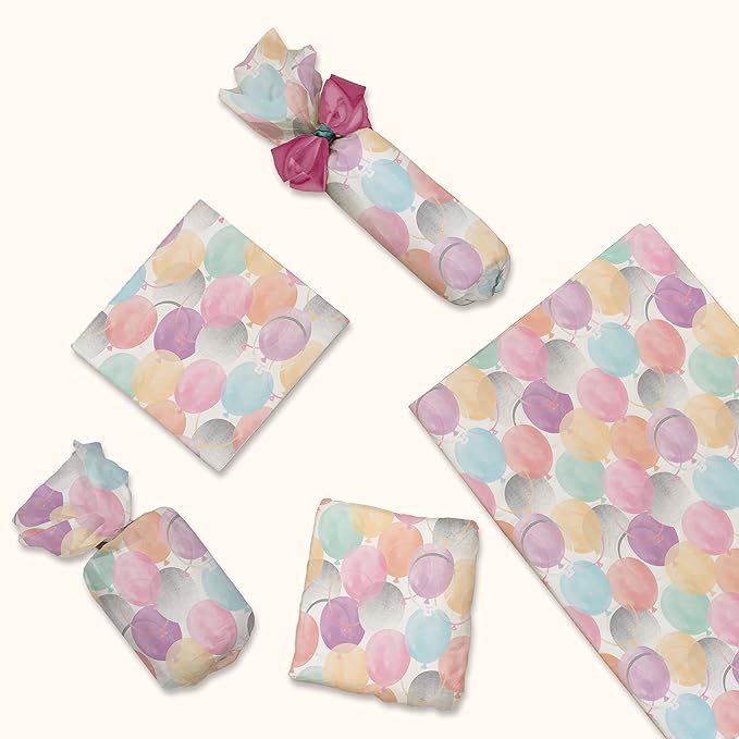 Colorful Balloons Birthday Printed Tissue Paper for Gift Bags or Boxes and Wrapping - Bulk Decorative Art Tissue Paper for Packaging and Gifting | 24 Sheets 20" x 30"