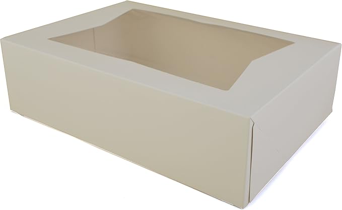 SCT White Window Bakery Boxes with Tuck-in Lid, 10 x 14 x 4, White, Paper, 100/Carton