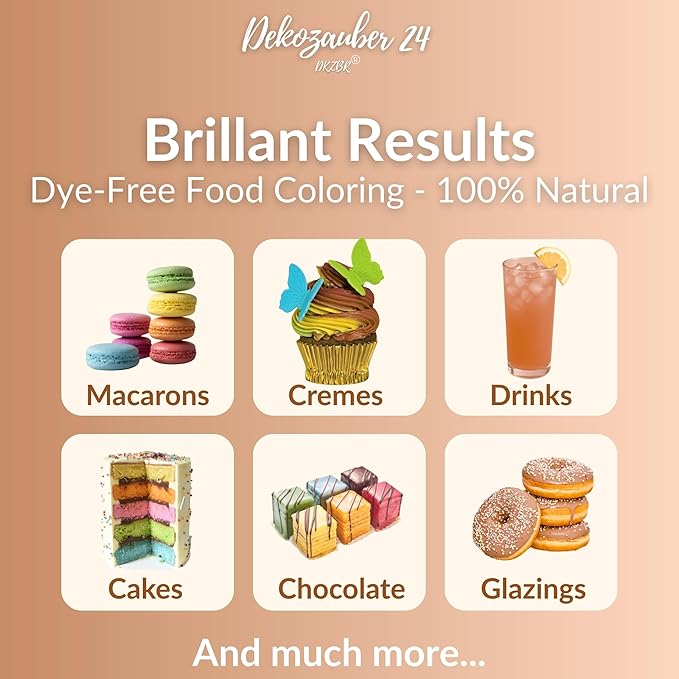 Dekozauber24 Natural brown food coloring, 0.35oz edible powder, dye free, vegan, plant based and gluten free color for baking