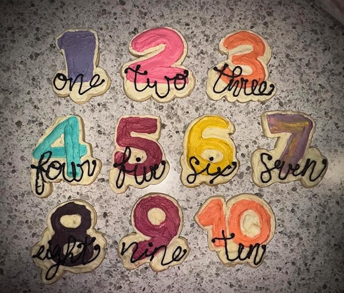 Large Number Cookie Cutter Set with Word-10 Piece-Diswasher Safe-#1#2#3#4#5#6#7#8#9#10 Fondant Cookie Cutter Shape