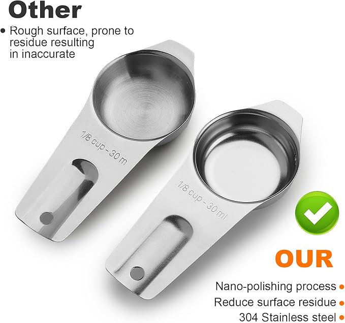 Measuring Cups and Spoons Set, Stainless Steel Stackable Nesting Heavy Duty Measuring Cups,Perfect for Dry and Liquid Ingredients,Nesting Measuring Cups for Baking & Cooking (Standard Edition Set)