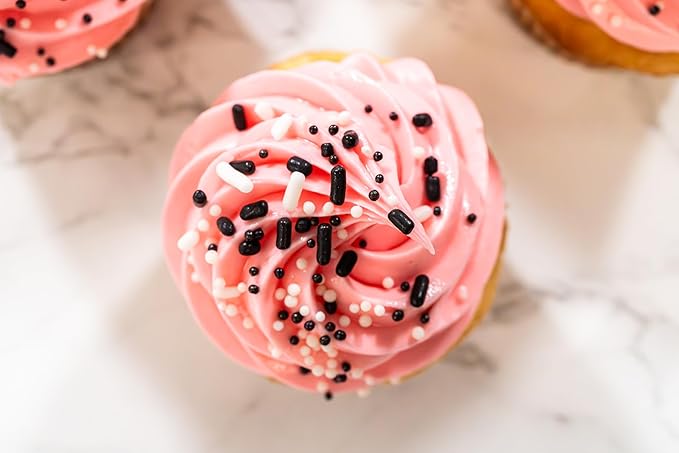 Bakerpan White-Black Nonpareils Sprinkles - 7 Ounces White & Black Sprinkles for Cake Decorating - Edible Nonpareils for Cupcakes, Ice Cream, Cake Decorations (Made in USA)