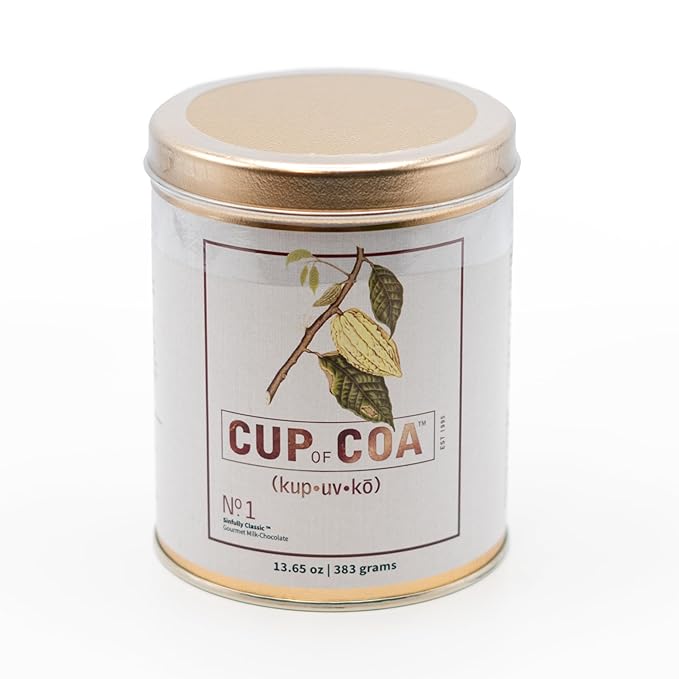 Cup of Coa Cocoa Tin | Gourmet Cocoa Powder | Frothy Head & Creamy Base | Natural Ingredients | Can be served Hot & Cold | Best Hot Chocolate | Best Rich Drink | Made in USA