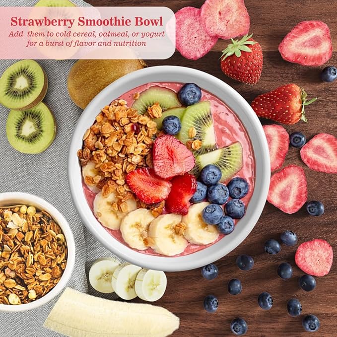 Fraunitsh Freeze Dried Sliced Strawberries, 3.7oz | Natural Whole Strawberries Slices | Dried Strawberry | No Sugar & Additives | Dehydrated Fruit Snack or Rehydrated for Salad Smoothie Baking (3.7oz)
